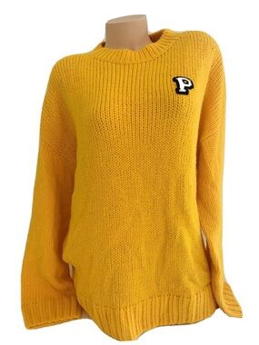 VS Pink Yellow Knit Crewneck Sweater with 'P' Patch